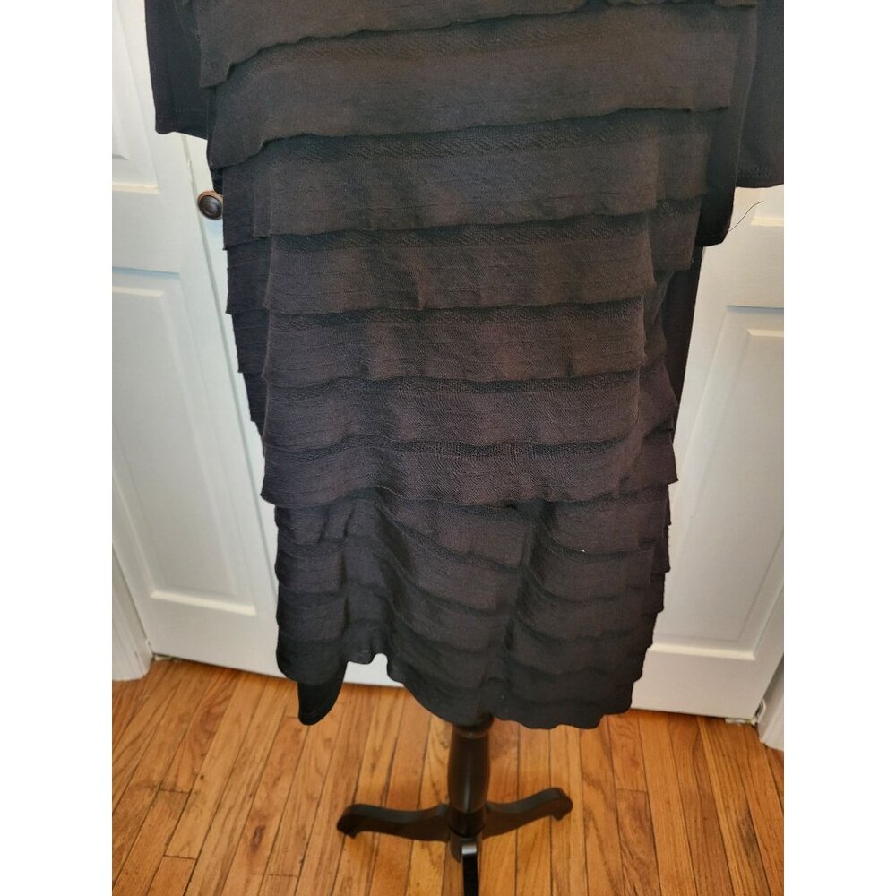 Black Ruffle Tunic XL AB Studio Retro Y2k Whimsygoth Layering Sharkbite - Picture 1 of 4